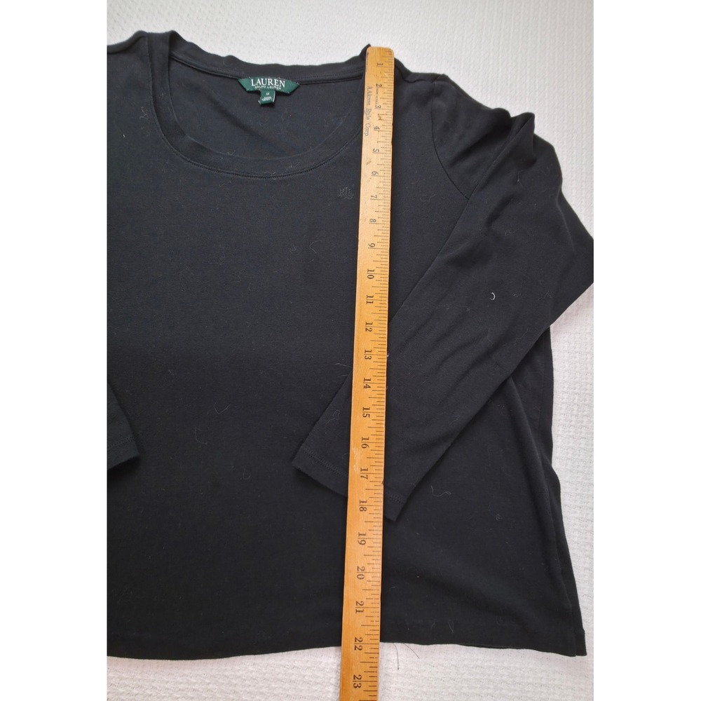 Lauren Ralph Lauren Top Womens 1X Black Cotton Long Sleeve Crew Neck Casual EUC - Picture 6 of 11